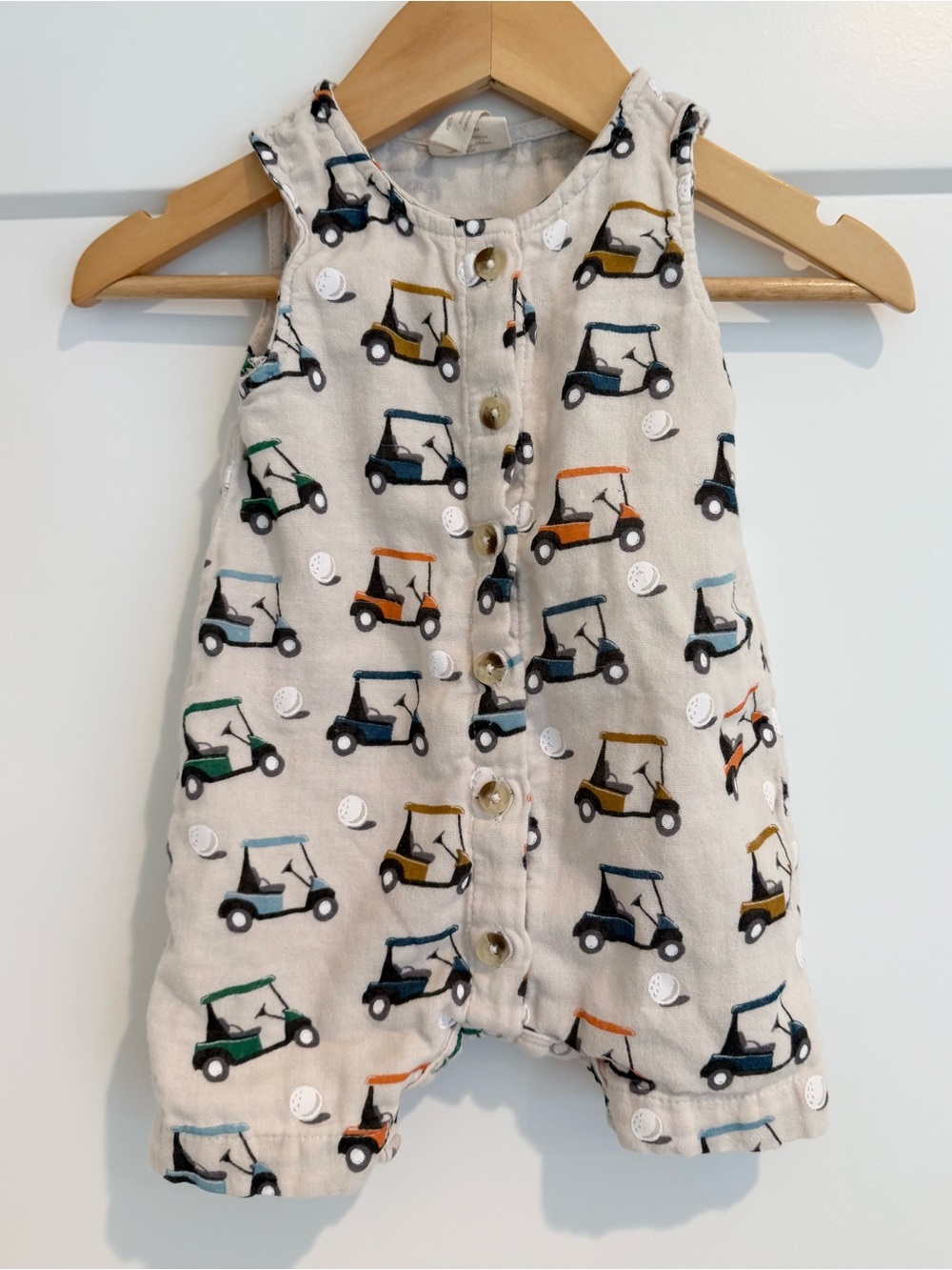 SIIX organic cotton 3-6month Romper with Golf Cart Print